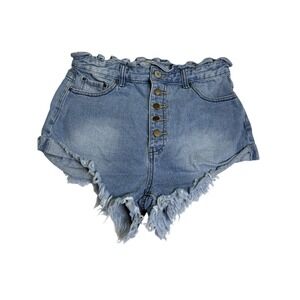 Litz by Uniq Denim Shorts Women L Light‎ Blue Excellent Paperbag Frayed SP-8649